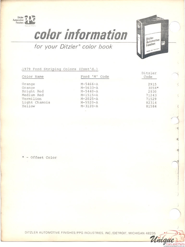 1979 Ford Paint Charts PPG 6